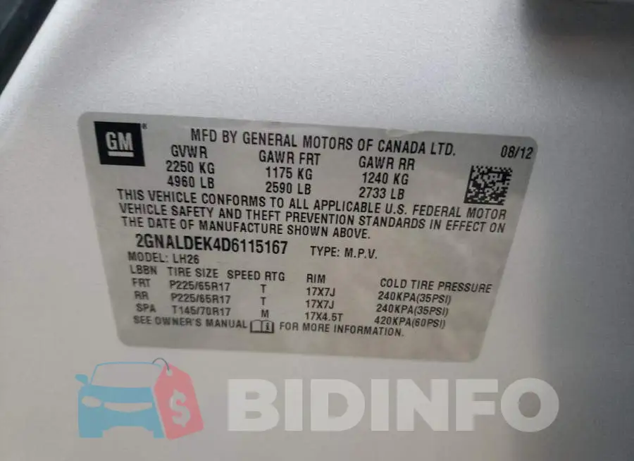 2GNALDEK4D6115167 Photo# 13