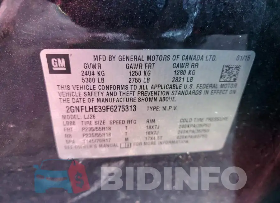 2GNFLHE39F6275313 Photo# 10