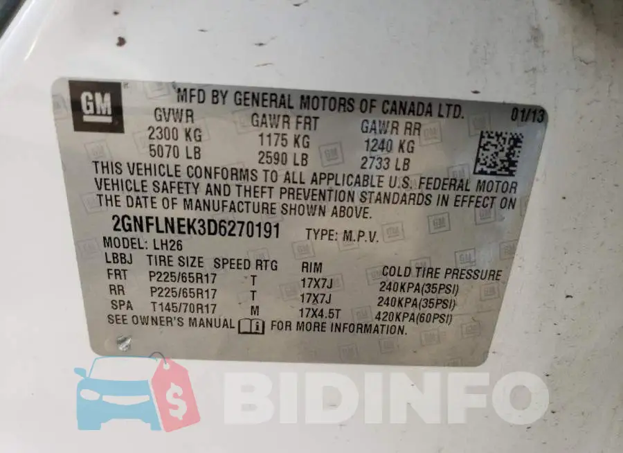 2GNFLNEK3D6270191 Photo# 13