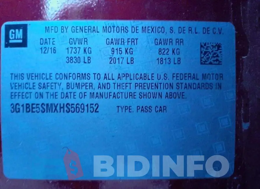 3G1BE5SMXHS569152 Photo# 12