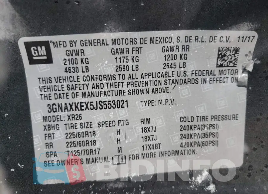 3GNAXKEX5JS553021 Photo# 13