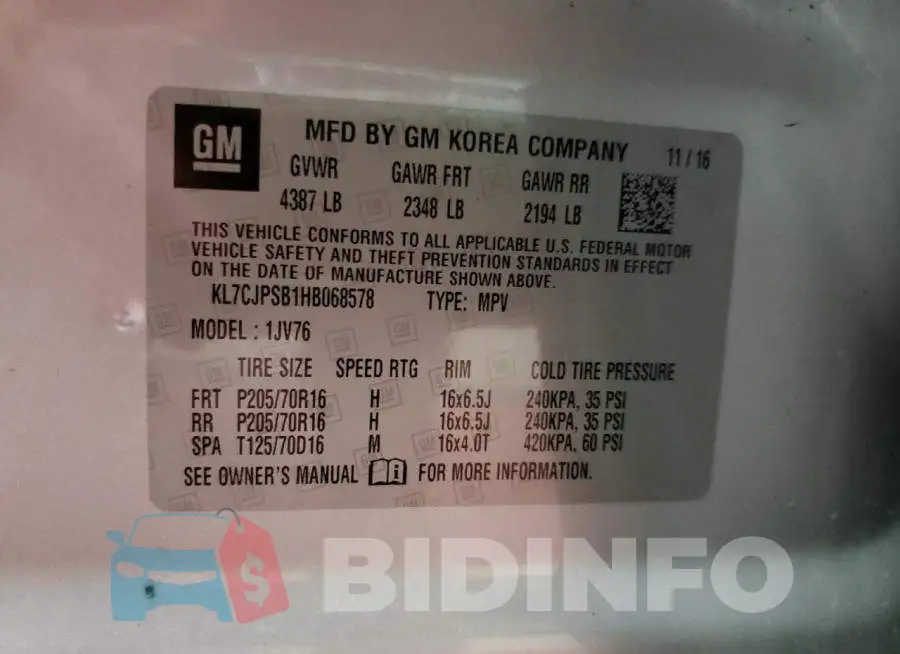 KL7CJPSB1HB068578 Photo# 10