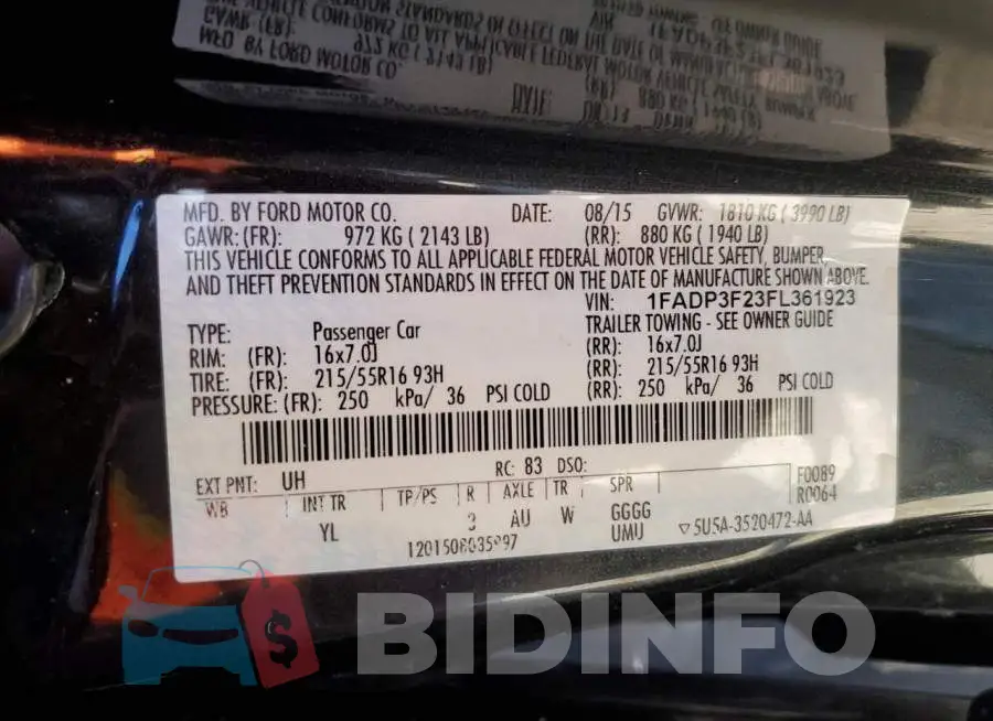 1FADP3F23FL361923 Photo# 10