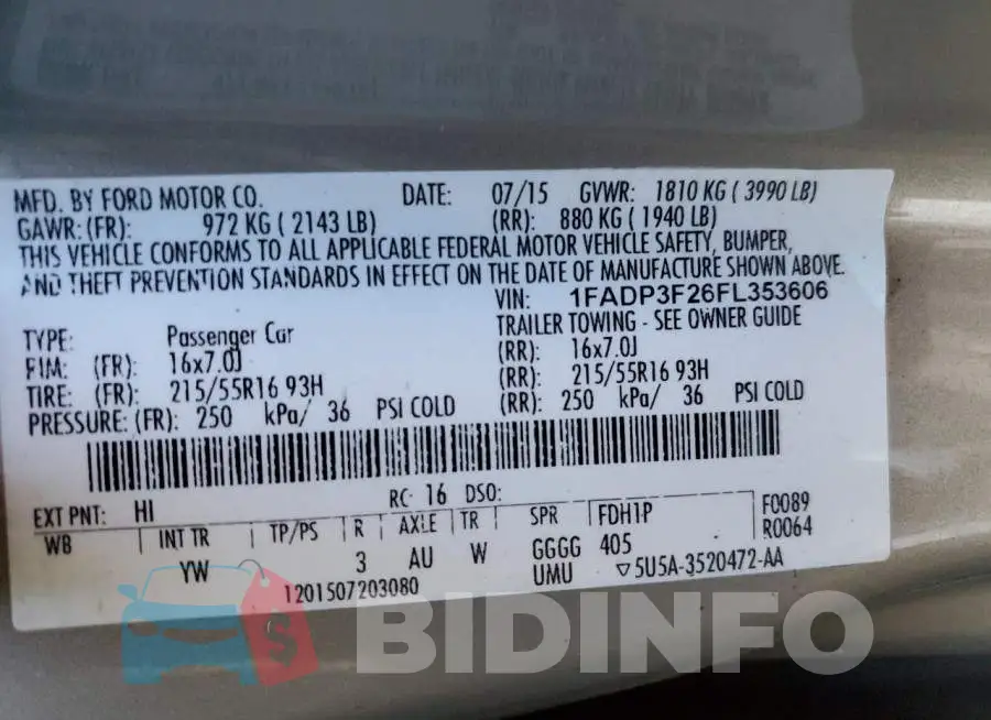 1FADP3F26FL353606 Photo# 13