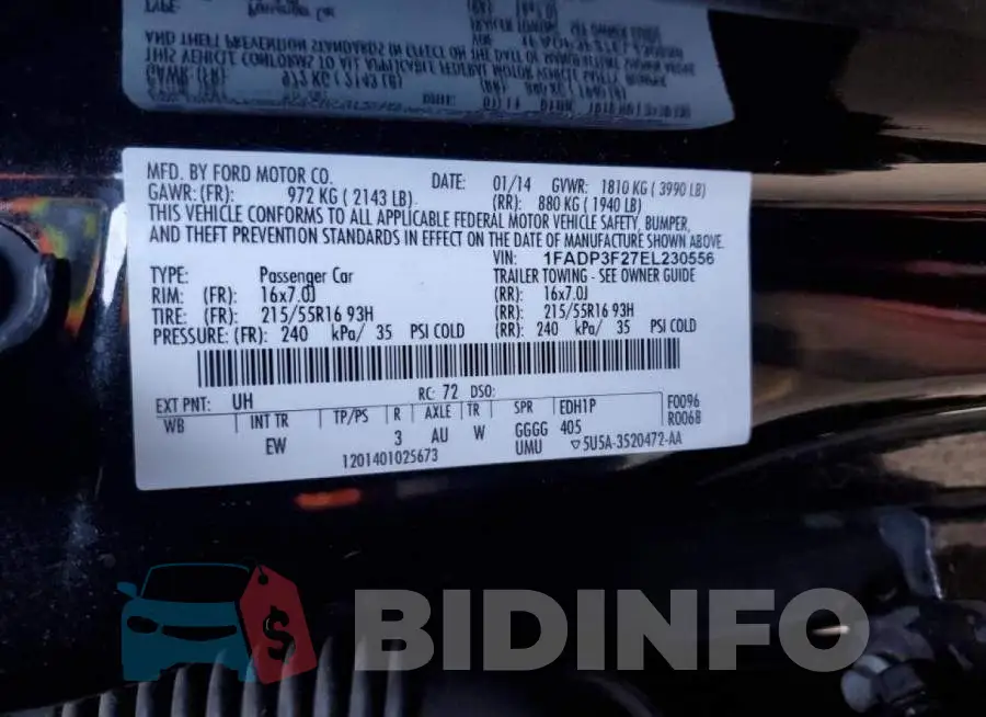 1FADP3F27EL230556 Photo# 12