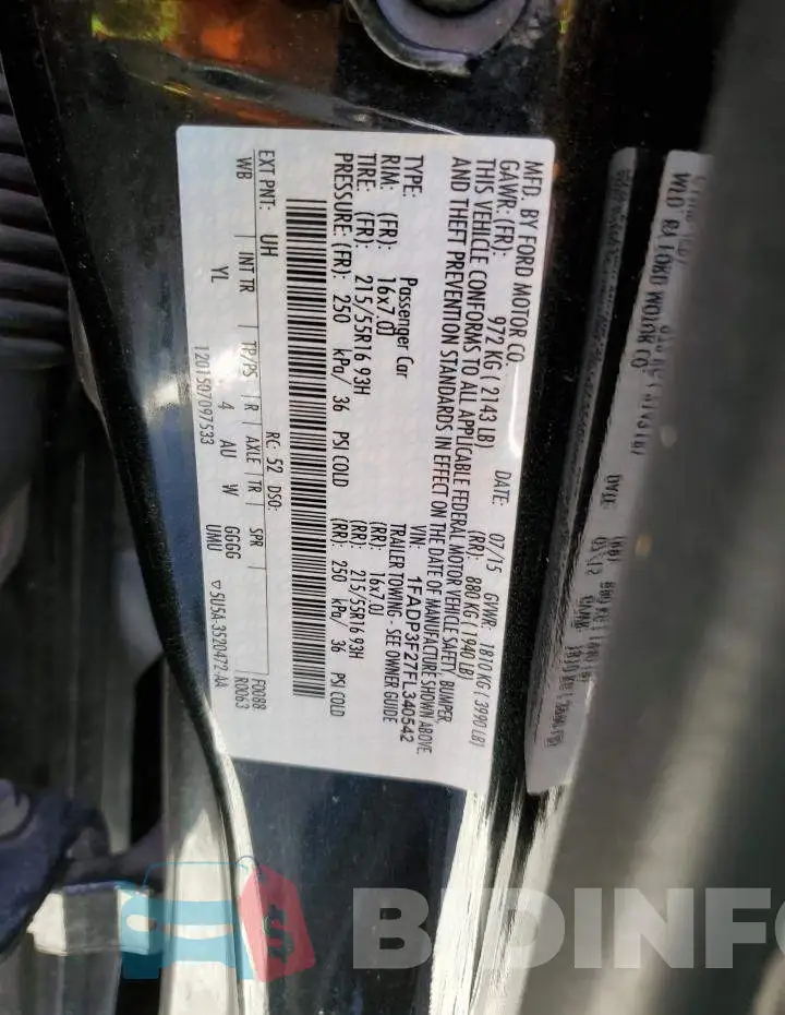 1FADP3F27FL340542 Photo# 13