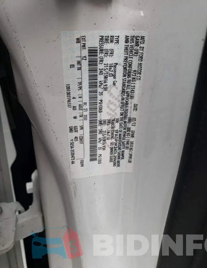 1FADP3K24DL259260 Photo# 12