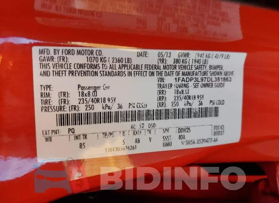 1FADP3L97DL351863 Photo# 10