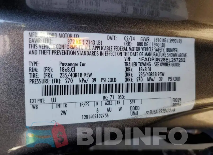 1FADP3N28EL267262 Photo# 12