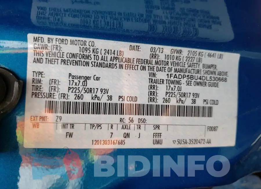 1FADP5BU4DL530668 Photo# 10