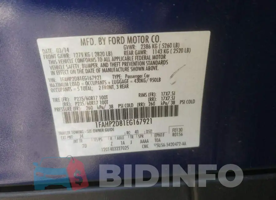 1FAHP2D81EG167921 Photo# 10
