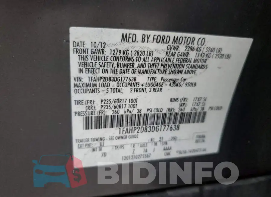 1FAHP2D83DG177638 Photo# 10