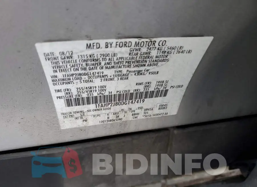 1FAHP2J80DG147419 Photo# 12
