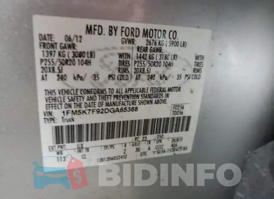 1FM5K7F92DGA65388 Photo# 10