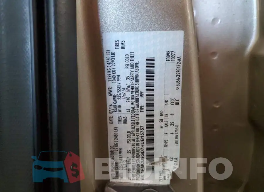 1FMCU9GD7HUB15757 Photo# 10