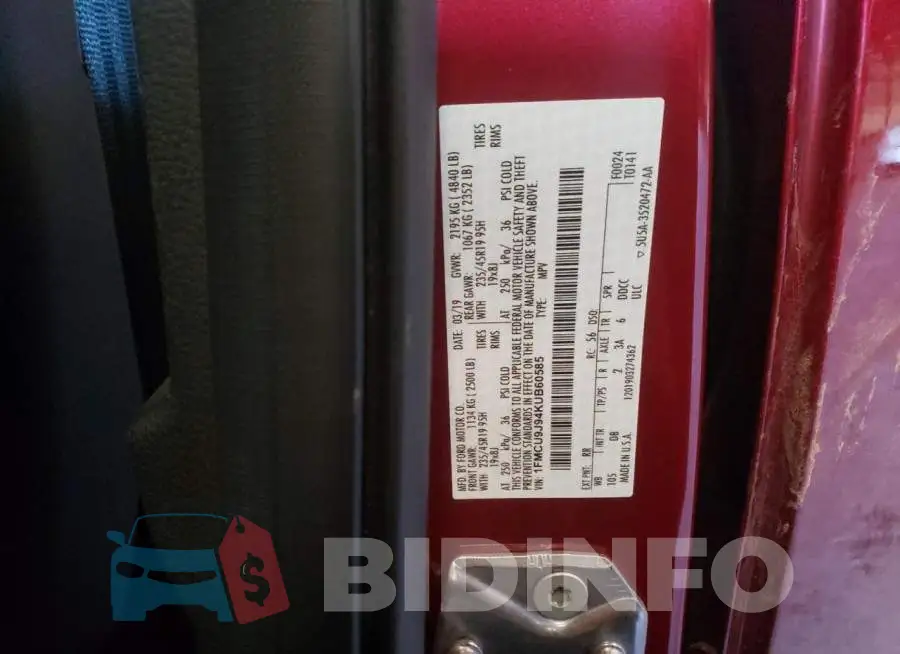 1FMCU9J94KUB60585 Photo# 13
