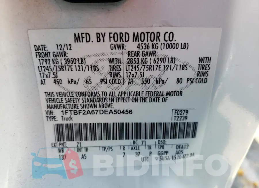 1FTBF2A67DEA50456 Photo# 10