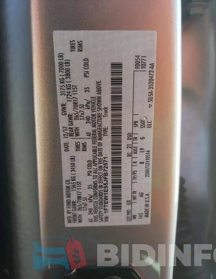 1FTEW1E55JFB72571 Photo# 10