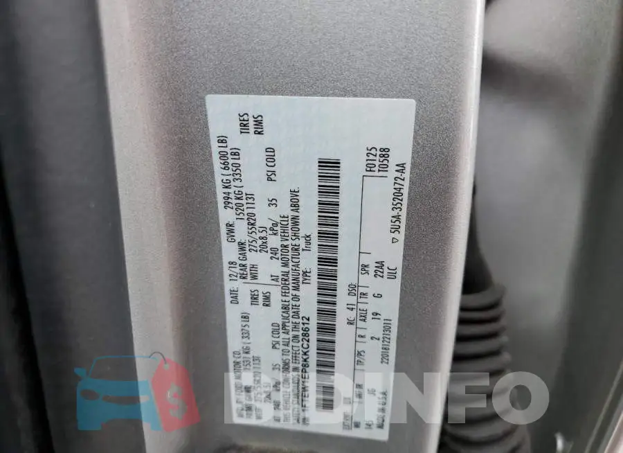1FTEW1EP8KKC28612 Photo# 10