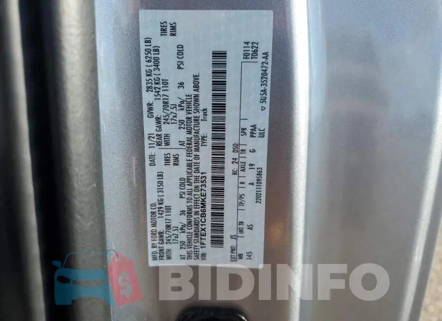 1FTEX1CB6MKE73531 Photo# 12
