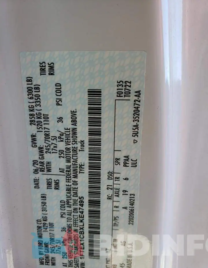 1FTEX1CBXLKE47495 Photo# 12