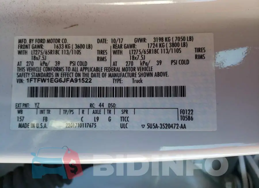 1FTFW1EG6JFA91522 Photo# 12