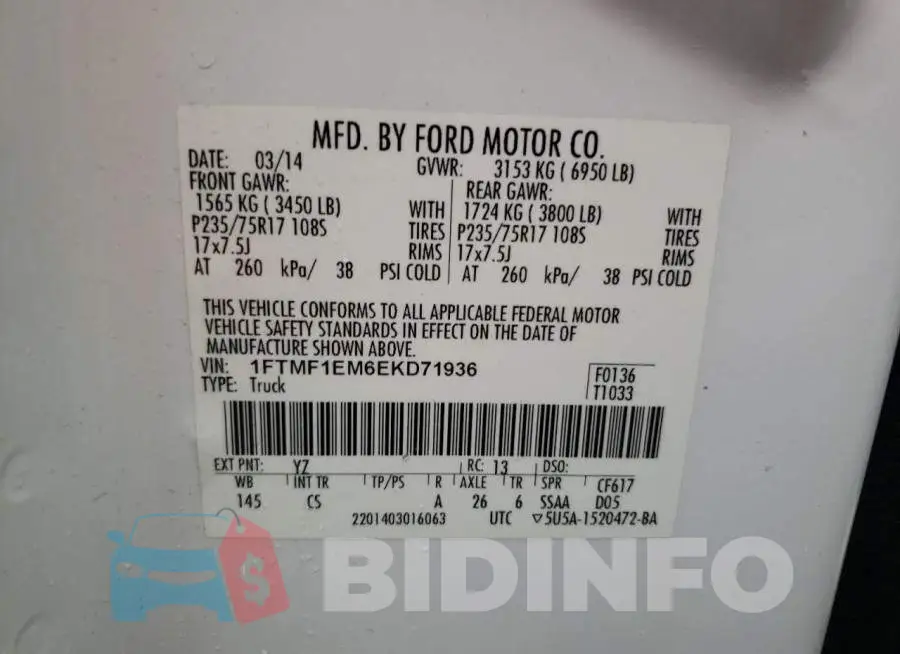 1FTMF1EM6EKD71936 Photo# 10