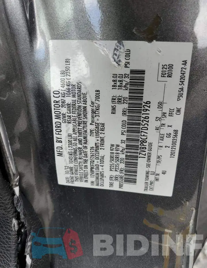 1ZVBP8CF7D5261926 Photo# 10