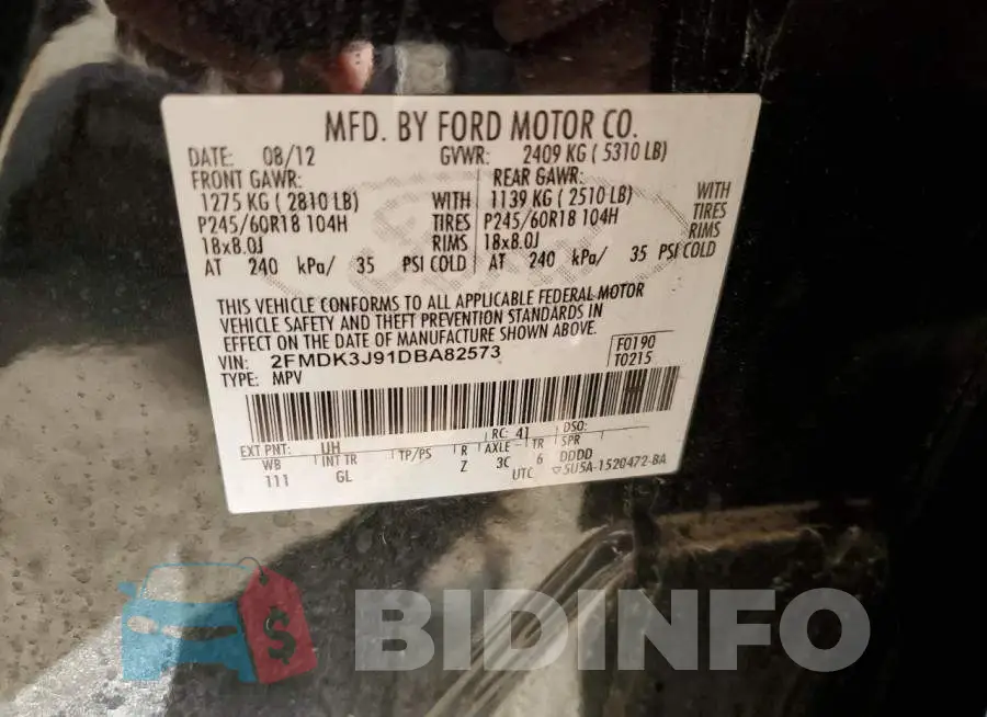 2FMDK3J91DBA82573 Photo# 10