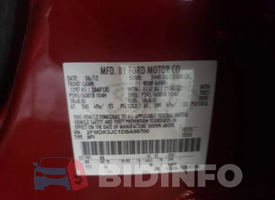 2FMDK3JC1DBA56700 Photo# 13