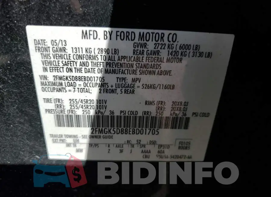2FMGK5D88EBD01705 Photo# 10
