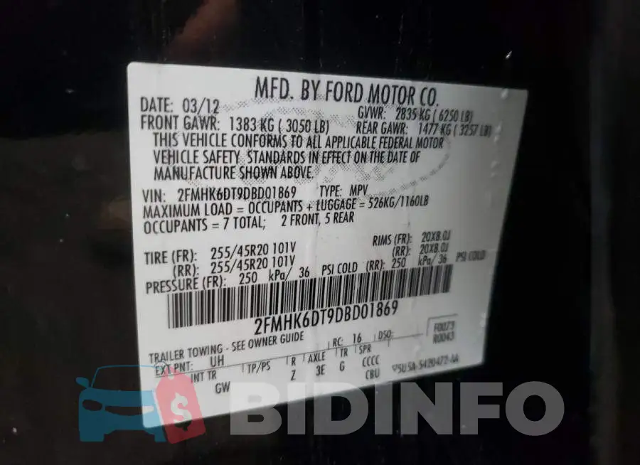 2FMHK6DT9DBD01869 Photo# 10