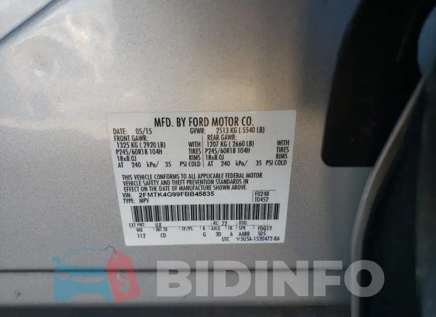 2FMTK4G99FBB45835 Photo# 10