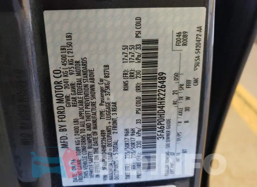 3FA6P0HD4HR226489 Photo# 10