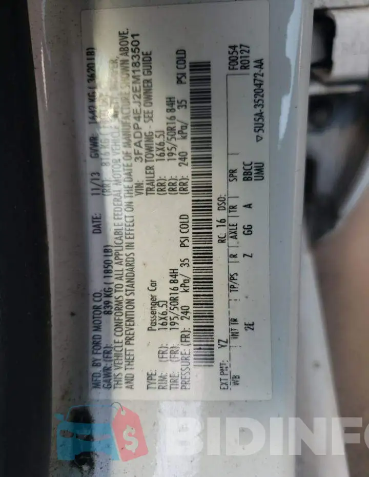 3FADP4EJ2EM183501 Photo# 10