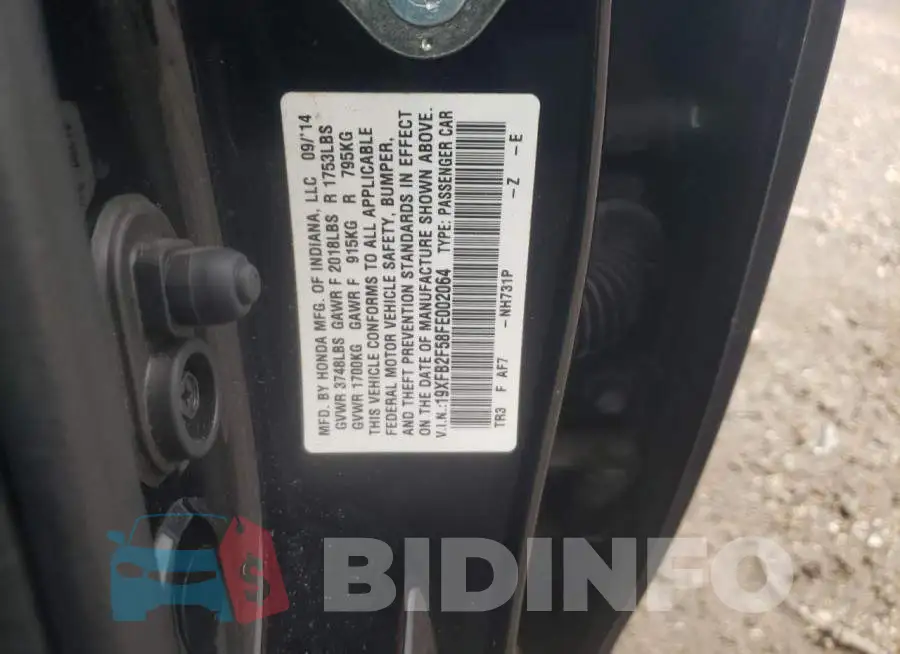 19XFB2F58FE002064 Photo# 13