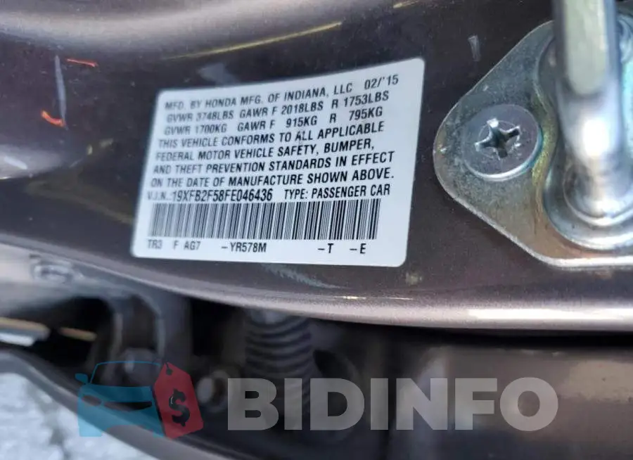 19XFB2F58FE046436 Photo# 12