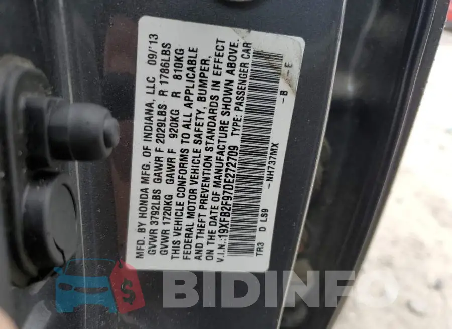 19XFB2F97DE272709 Photo# 10