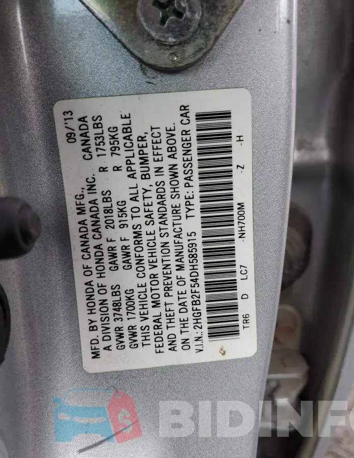 2HGFB2F54DH585915 Photo# 12