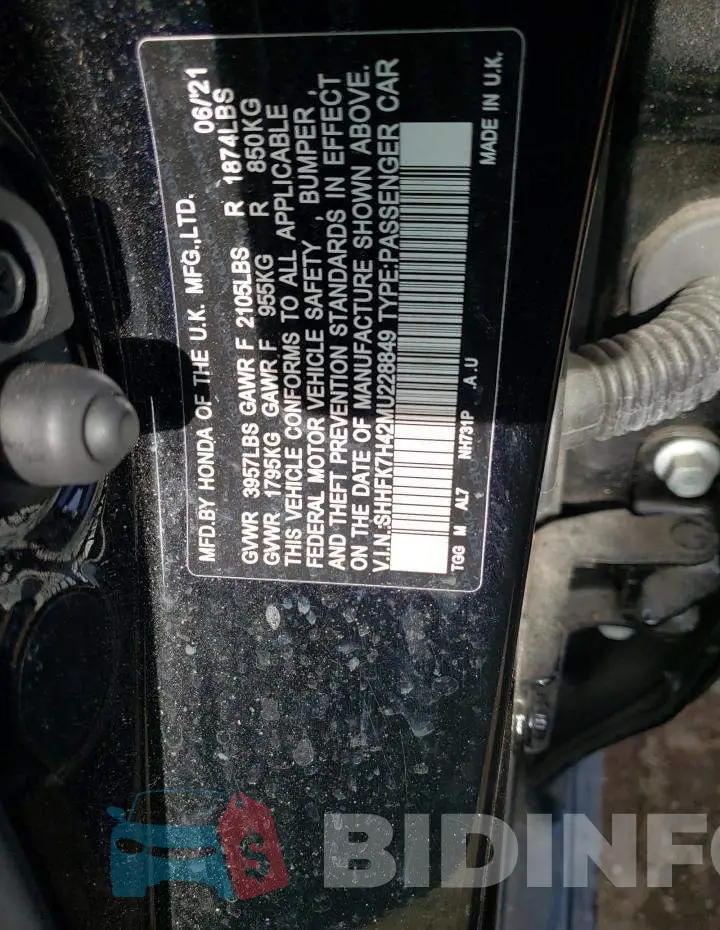 SHHFK7H42MU228849 Photo# 12