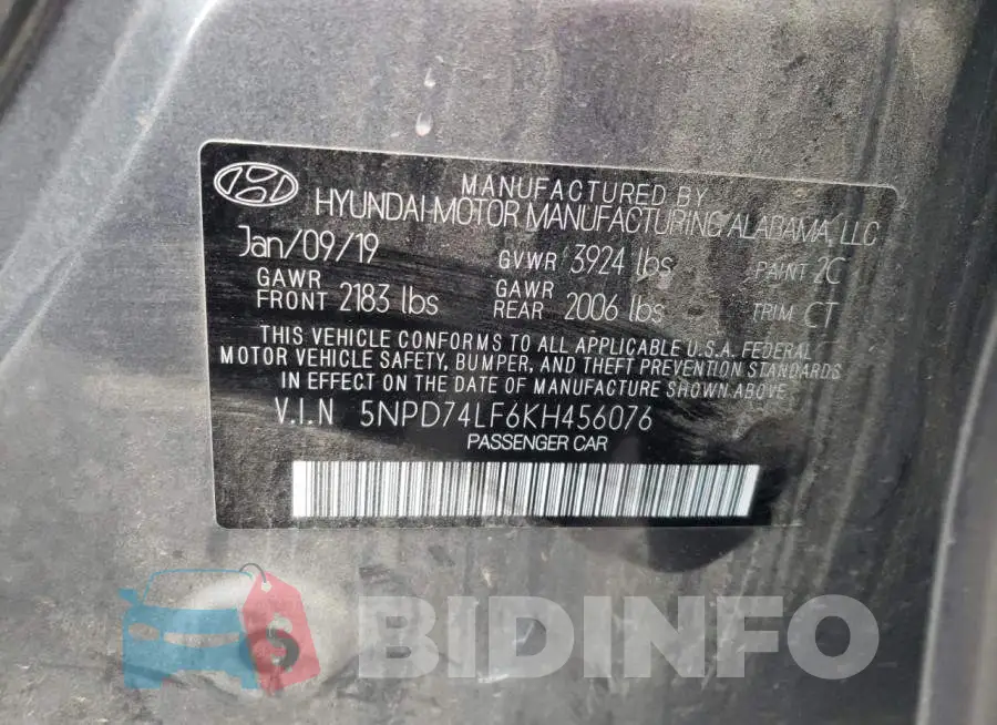 5NPD74LF6KH456076 Photo# 10