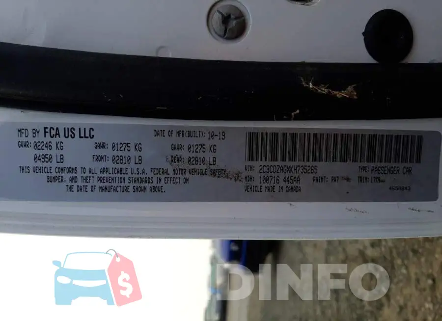 2C3CDZAGXKH735265 Photo# 13