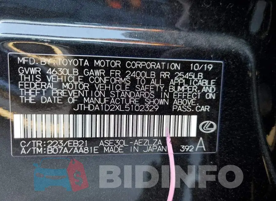 JTHDA1D2XL5102329 Photo# 13