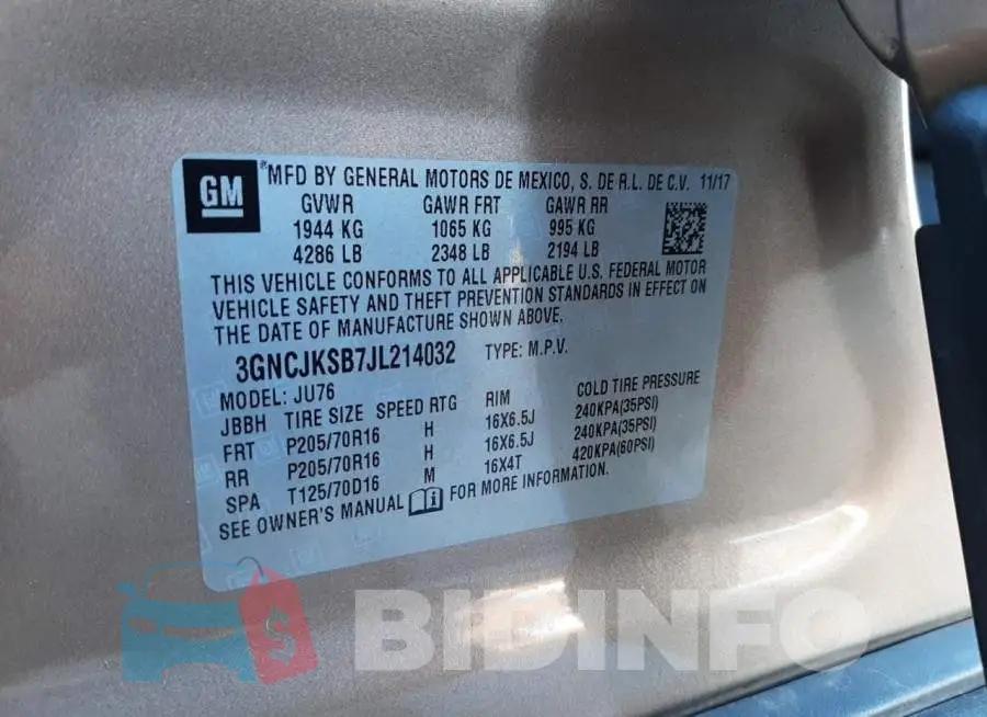 3GNCJKSB7JL214032 Photo# 12