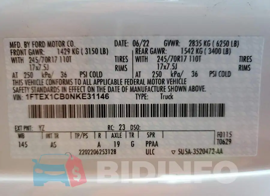 1FTEX1CB0NKE31146 Photo# 12