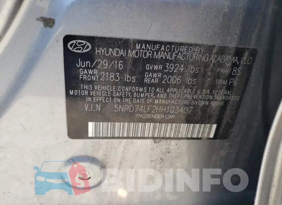 5NPD74LF2HH103407 Photo# 10