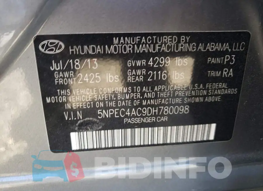 5NPEC4AC9DH780098 Photo# 10