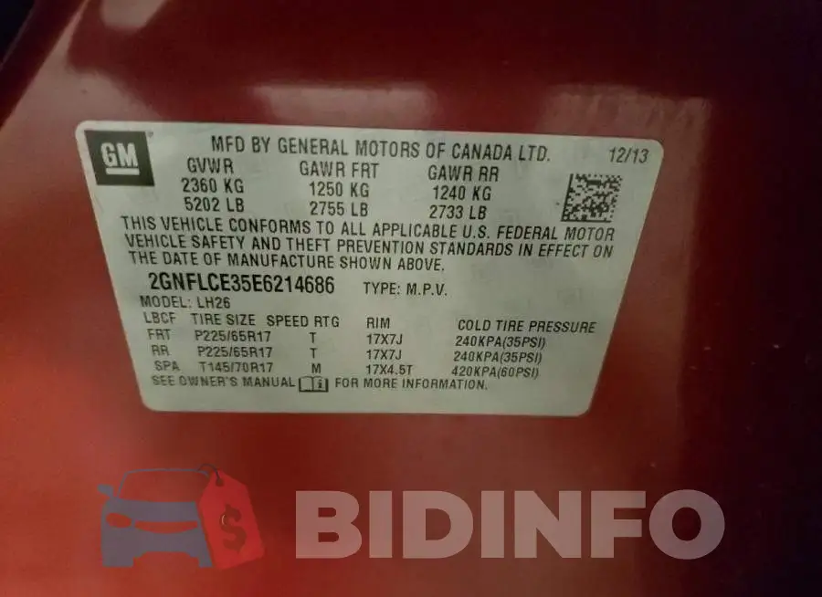 2GNFLCE35E6214686 Photo# 13