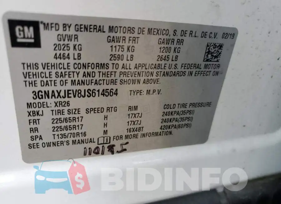 3GNAXJEV8JS614564 Photo# 14