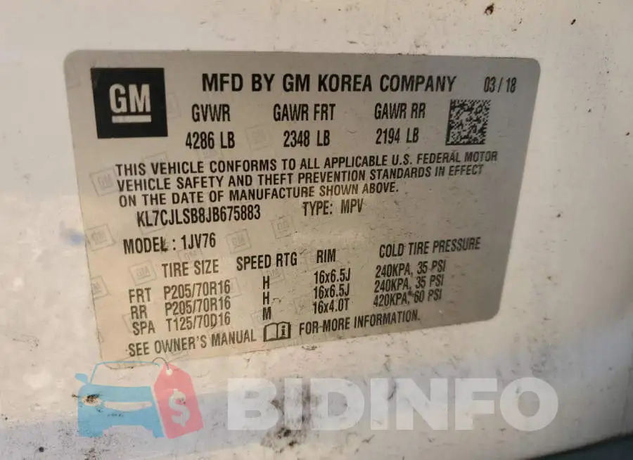 KL7CJLSB8JB675883 Photo# 10